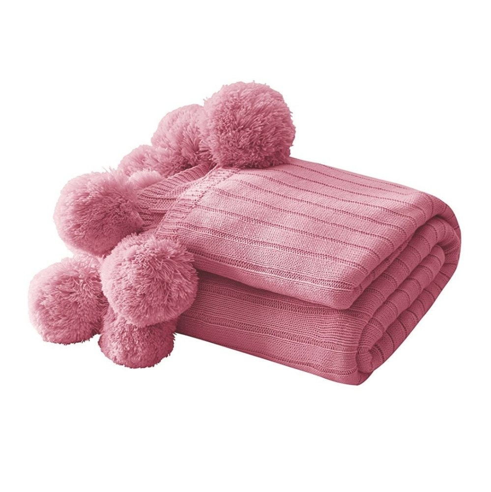 NEW Pink Pom Pom Throw Blanket Knit Blanket
39x59" - Picture 5 of 5